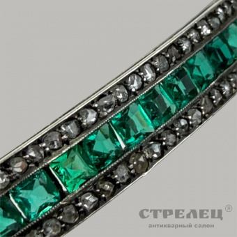 Золотой браслет с изумрудами и бриллиантами. Россия, нач. 20 в.